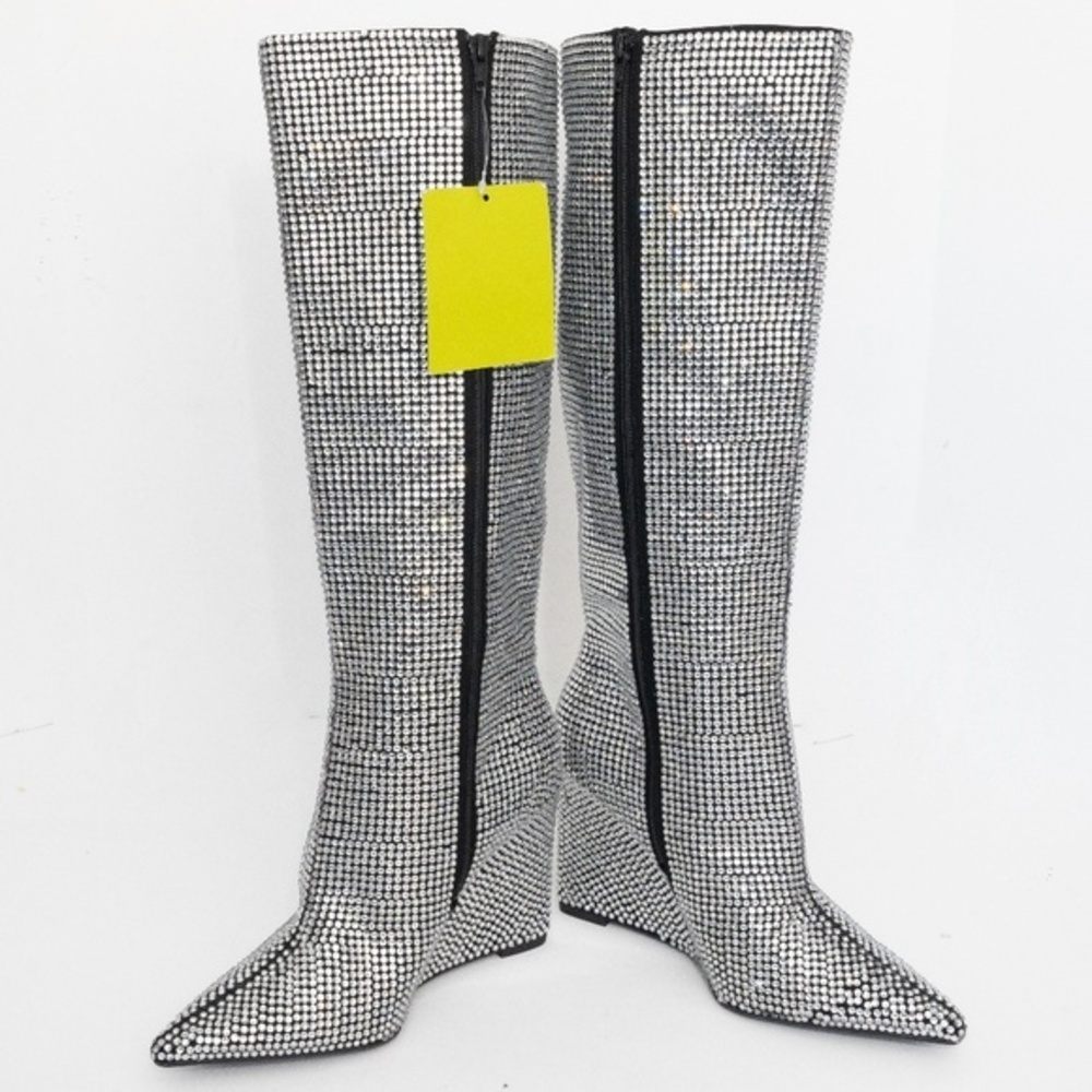 Gianni Bini. GaborTwo Rhinestone Pointed Toe Tall Wedge Boots.